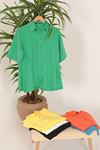 Modal Kumaş Kısa Kol Kadın Gömlek-Yeşil