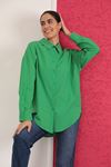 Soft Kumaş Kol Ve Arka Roba Düğme Detay Kadın Gömlek-Yeşil